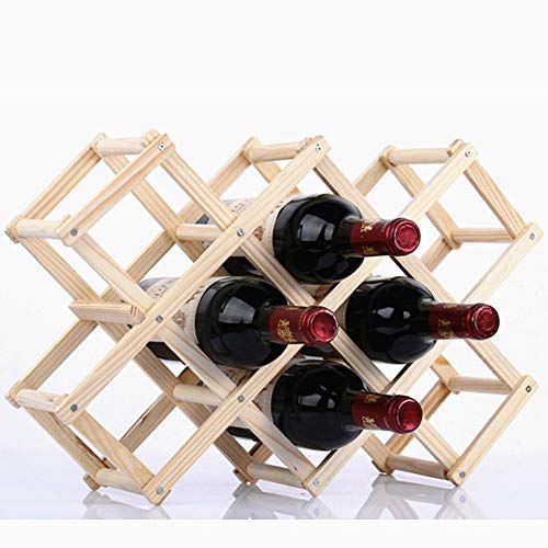 Soporte de Madera para 10 Botellas de Vino Plegable