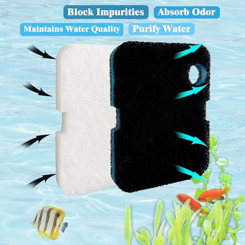 Image of 6 Pack Replacement Activated Carbon Sponge Bio Filter Pads and White Floss Pads and for Cascade 700 /1000 CCF2UL CCF3UL, Compatible with Penn-Plax Cascade 700 & 1000 Canister Aquarium Filters