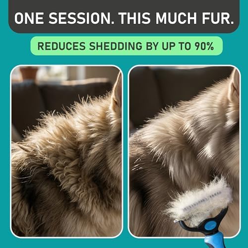 Maxpower Planet Pet Grooming Brush - Double Sided Shedding and Dematting Undercoat Rake Comb for Dogs and Cats,Extra Wide, Blue, Dog Grooming Brush, Dog Shedding Brush 4