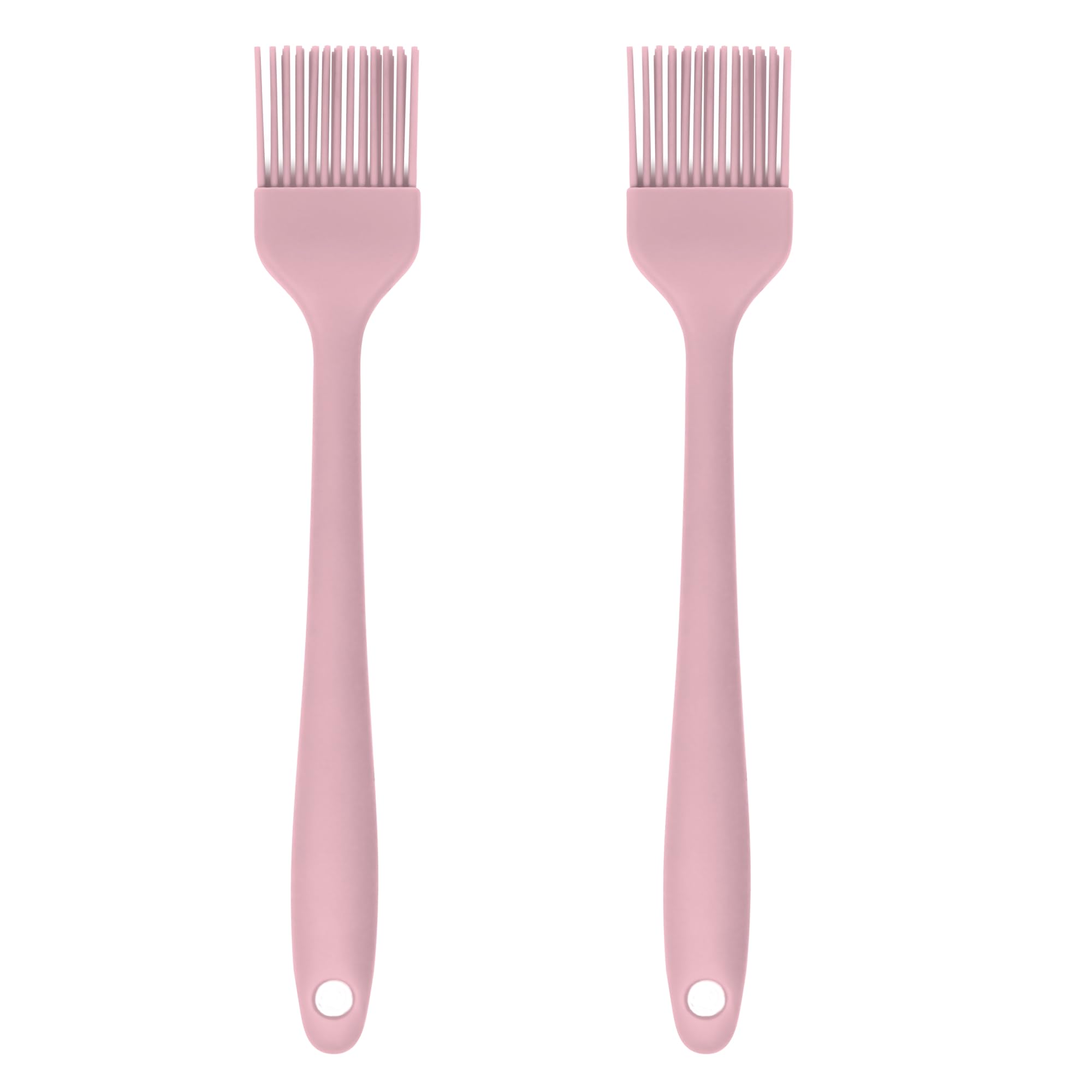Silicone Pastry Brush Set – 2-Piece Set of Basting Brushes for Cuisine and BBQ – Kitchen Tools and Accessories with Comfortable Handles, Heat-Resistant Utensils for Cooking & Baking – Pastel Pink