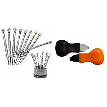 Diy Crafts 0.5mm-2.5mm Glasse Flat Blade Slotted Screwdriver Repair Tools Set, Multicolor, 9 Piece + Diy Crafts 12841 5777 Watch Back Case Opener Remover Knife Repair Tool, Multicolor, 2 Piece