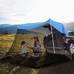 GJCrafts Tente de Voiture Tente de Camping auvent Auvent d’extension arrière/latéral de Voiture Léger 290 * 200 * 200cm avec Sac de Rangement Tente Anti-moustiques et crème Solaire pour SUV/RV/Bus