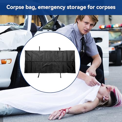 Leichenbeutel, 210D wasserdichtes Leckdosiger Leichensack Tierische Bahre medizinischer Seesack mit 4 Tragetreifen Bestattungsbedarf (schwarz)