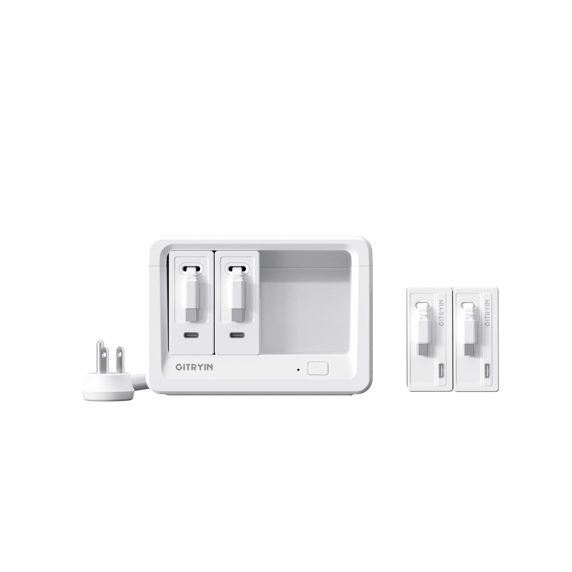 Gitryin 1 65W Type-C Retractable Wall Charger and 10-in-1 Desktop Charging Station with 2 Type-C Retractable Wall Chargers