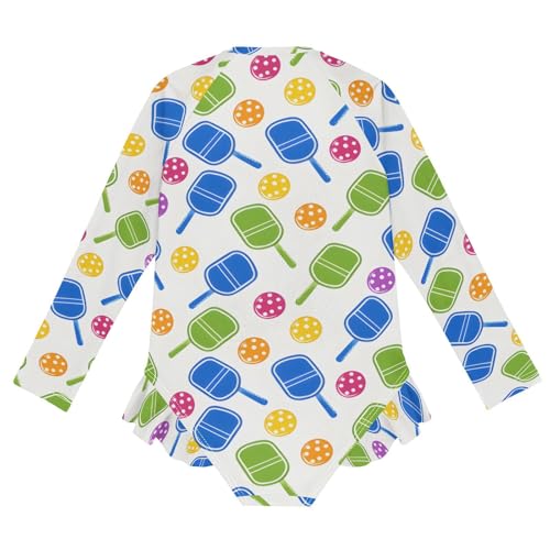 Girls One Piece Swimsuits Long Sleeve Swimsuit Zipper Bathing Suits Ping Pong Colorful2