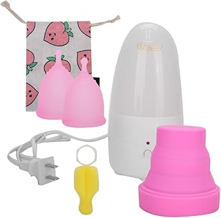 Menstrual Cup Set, Silicone Menstrual Cup + Menstrual Cup Sterilizer Feminine Lady Women Folding Menstrual Cup Healthy and Cleaning No Harmful Substances Breeding Care for Your Healthy(L*2)
