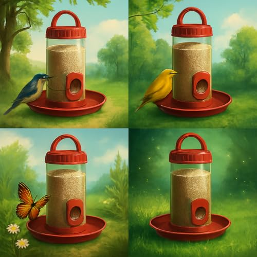 Image of Hanging Bird Feeder 700gm Weatherproof Red Pack of 4