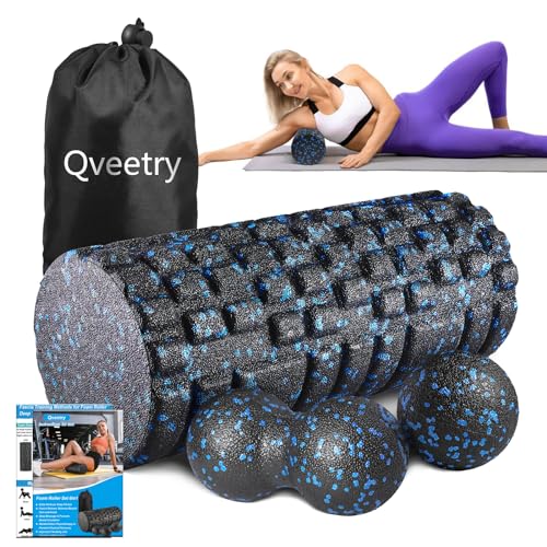 Faszienrolle Set, Qveetry 4 in 1 Faszienrolle mit Faszienball und Duoball,...