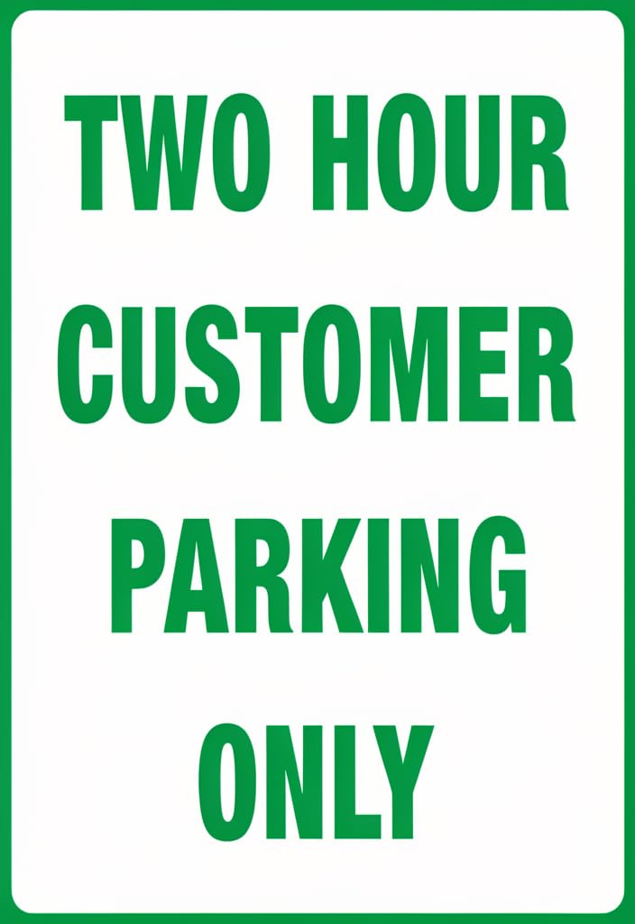 peiyeety Two Hour Customer Parking Only Tin Sign 12x8 Inch, Green & White Metal Parking Notice Plaque, Bold Easy-Read Wall/Door Decor for Storefront, Office, Garage, Business Lot