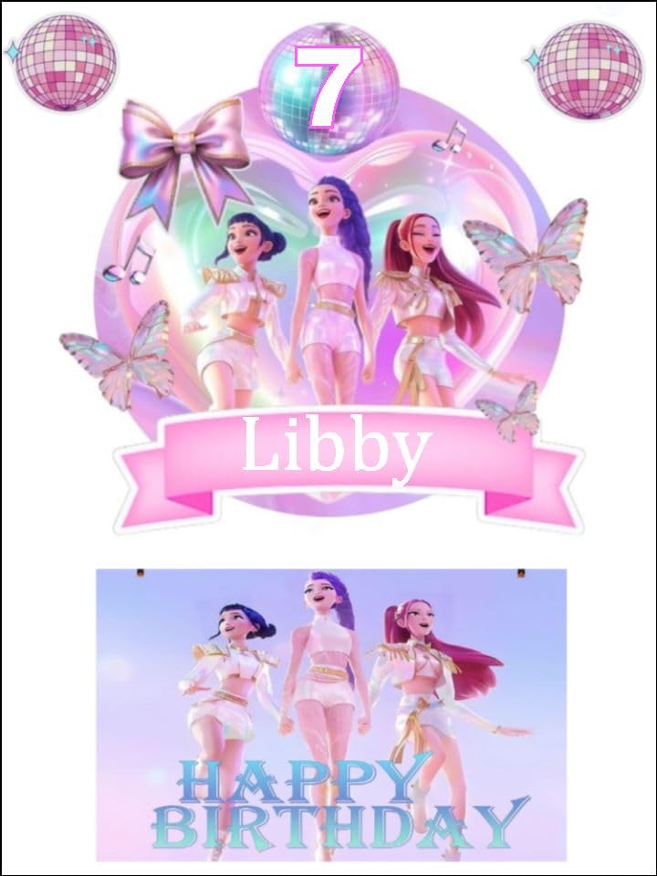 KPOP Pink Personalised Cake Decals Decorations x2 A4 wafer card Edible Cake Toppers