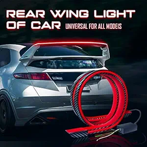 AUTO MT Universal Item Led Trunk Lip Spoiler Black-Carbon Fiber LED Exterior Rear Tail Wing Spoiler Brake Light Strip Splitter FIT for All CAR