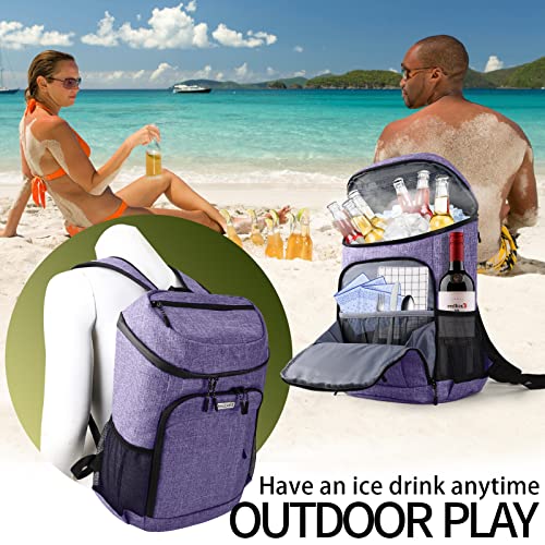 Baglher Backpack Cooler Leakproof Insulated Cooler Backpack Large Capacity Lightweight Soft Cooler Bag For Men Women To Picnics, Camping, Hiking, Beach, Park Or Day Trips(Purple) #TOP6