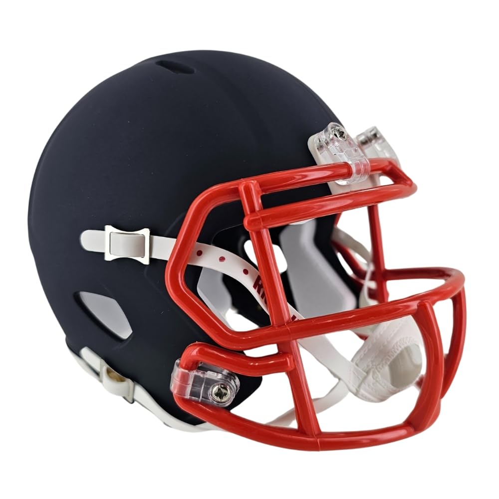 Matte Navy Blue with Orange Mask Blank Riddell Revolution Speed Mini Football Helmet (Decorative Mini Helmet - NOT Wearable - Does NOT FIT Any Human Head)