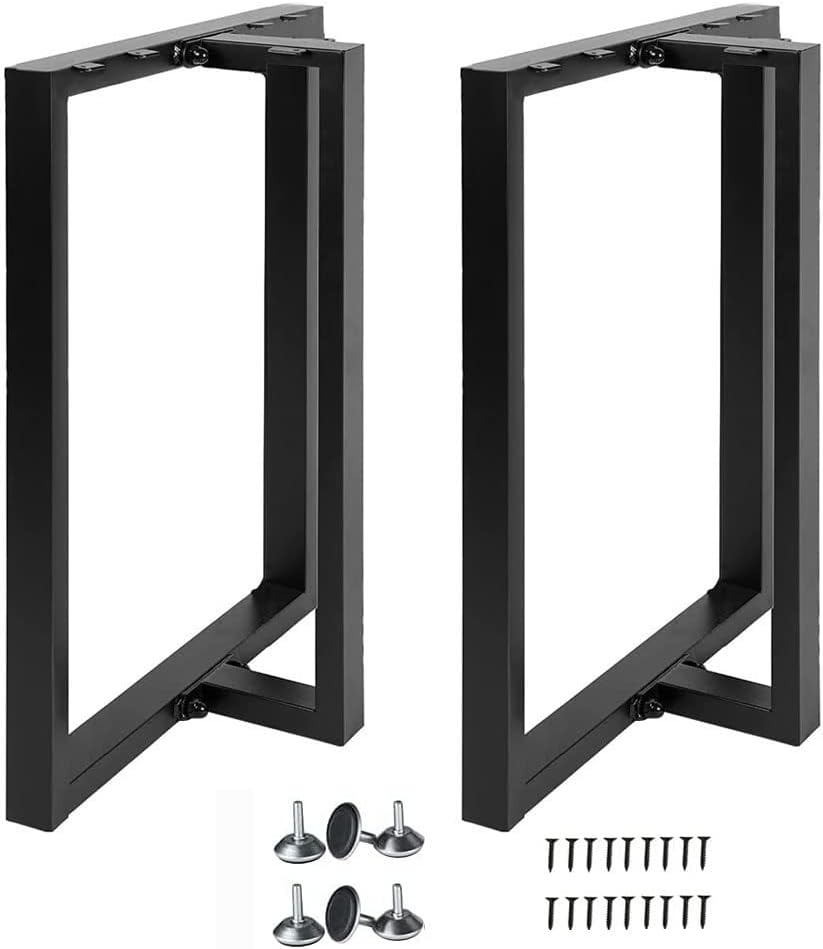 Yahpetes Table Legs 2Pcs Heavy Duty Desk Legs Black DIY Industrial Furniture Dining Legs for Living Room and Kitchen (H28 X W24, T) T H28" X W24"