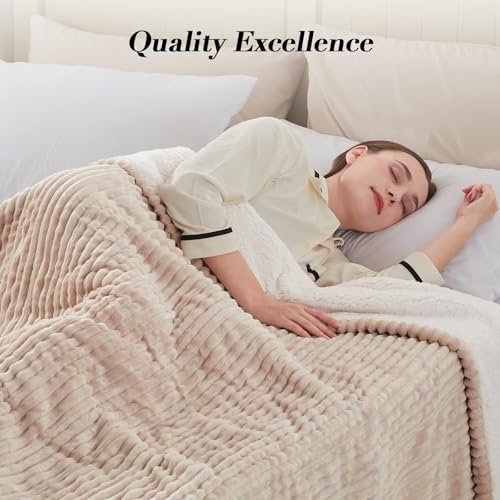 Westinghouse King Size Heated Blanket, Soft Flannel to Sherpa Reversible Electric Blanket King Size with 10 Heating Levels & 1-12 Hours Auto Shut Off, Machine Washable, (100" x 90", Beige)