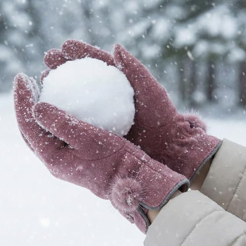 Image of Kraptick Women's Winter Woollen Gloves-Premium Thermal Fleece Lined Touchscreen Hand Warmer Gloves for Cold Weather, Cycling & Driving Soft Fur Cable Knit Elastic Mittens