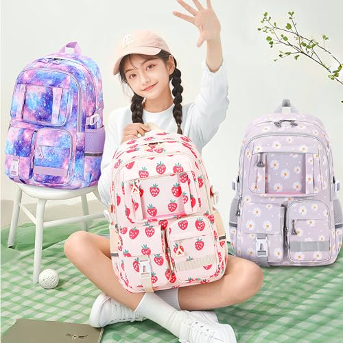 Coquette Backpack - Cute Strawberry Backpacks 3Pcs Kawaii Daypack Aesthetic Rucksack Set (A01 Strawberry)2