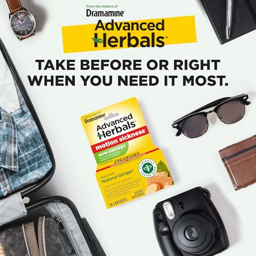 From the Makers of Dramamine, Advanced Herbals with Natural Ginger, for Nausea Relief, Morning Sickness Relief & Motion Sickness Relief During Travel, 18 Capsules - Thumbnail 3