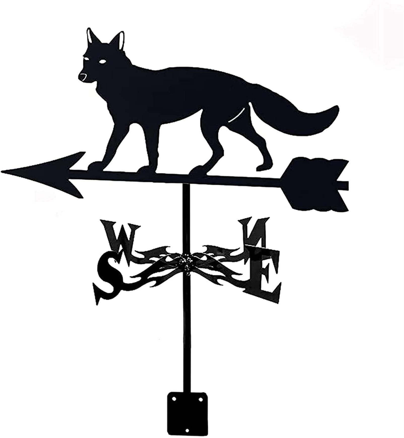 Veleta de metal para jardín, indicador de dirección del viento de zorro para patio