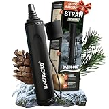 Bachgold Straw Wasserfilter Outdoor Survival – Ultraleichte Prepper Ausrüstung Liefert bis zu 500 L Frisches Trinkwasser für Jeden Ernstfall, inkl. Schlauch, Langlebig Konstruiert, Schwarz