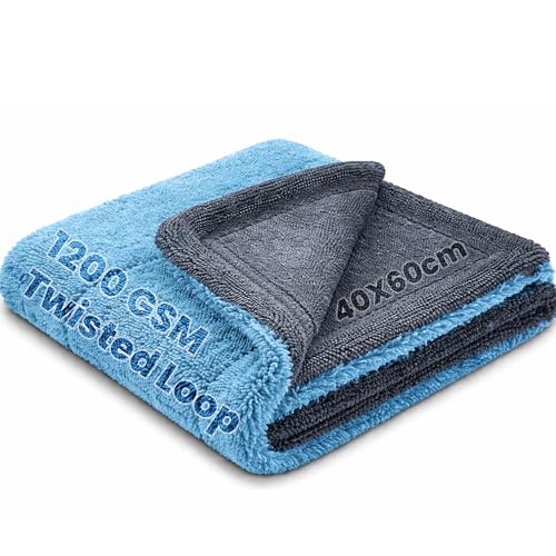Image of Autofy Puretwist 1200 GSM Microfiber Cloth for Car & Bike, Double Sided Twisted Loop Drying Towel, Edgeless Plush Pile, Ultra Absorbent Lint Free Detailing Cloth, 40x60cm