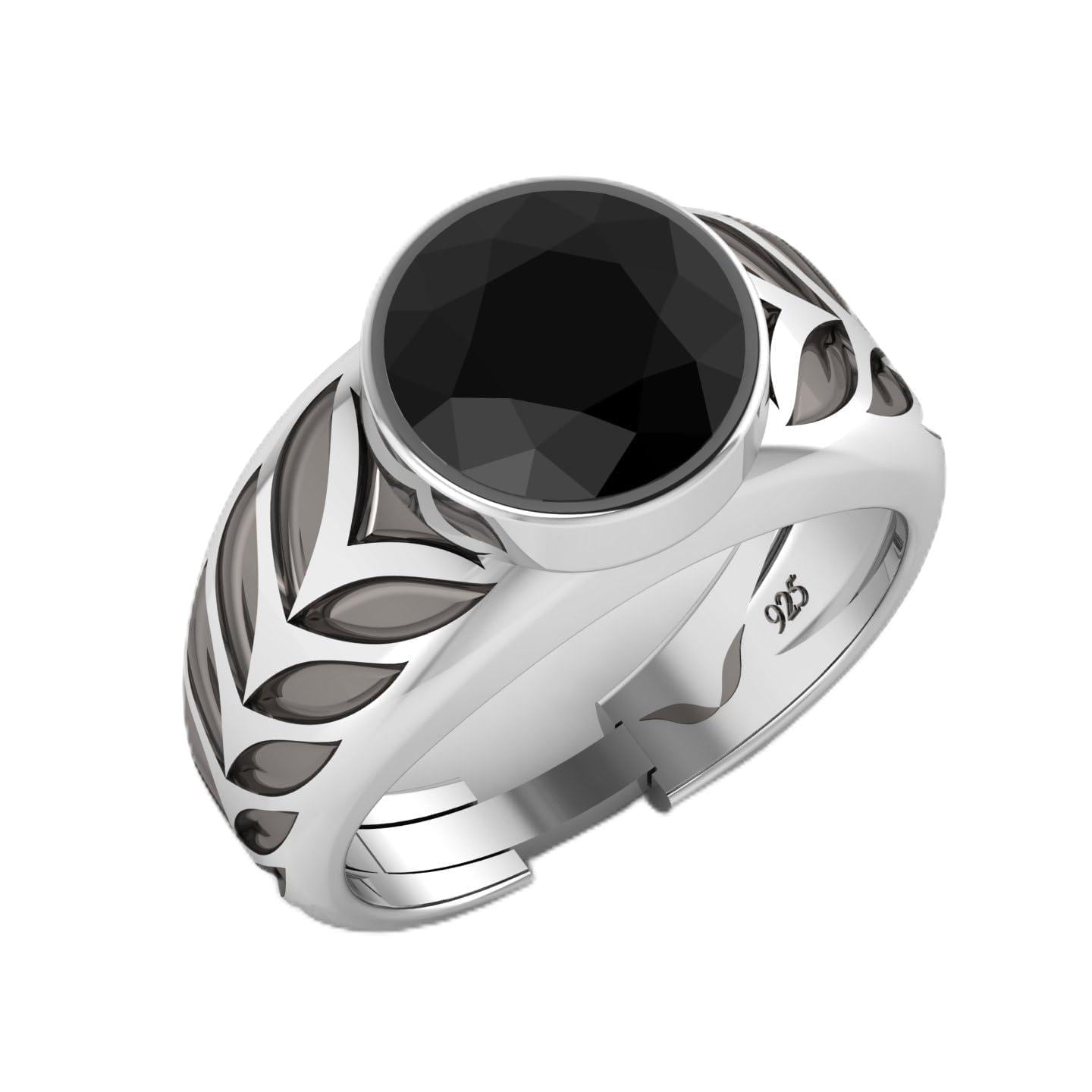 Attracts Money Wealth and Success Nuri Ring For Men Real Silver 925 Ring Black Onyx Gemstone Suitable For All Zodiac Sign Adjustable Ring size Certificate of Authenticity and 925 stamp