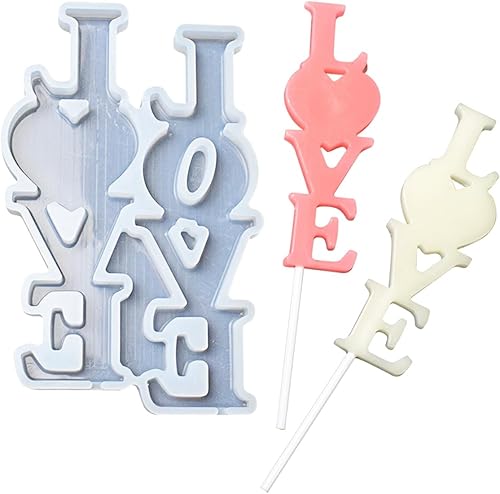 Miniatura 6 de mostsom Moldes de silicona Love para piruletas de chocolate y dulces, molde para fondant de azúcar, paletas, galletas, utensilios para hornear, sin