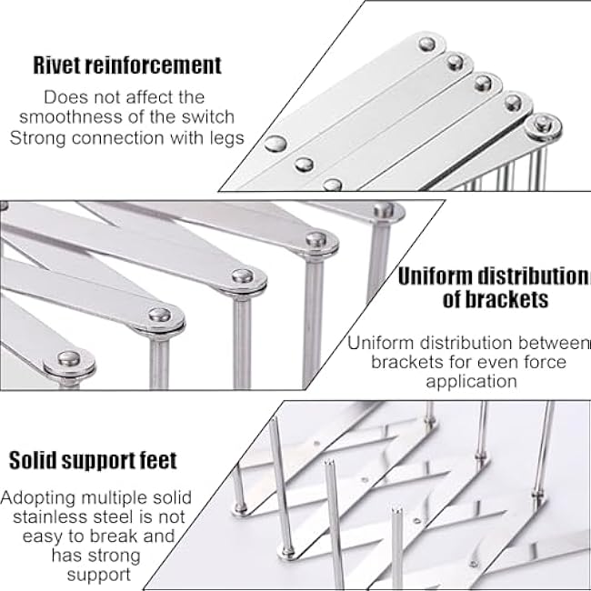 Huakaile Adjustable Plate Organizer Rack, Retractable Small Dish Drying Rack, Stainless Steel Pot Lid Organizer for Cabinet Kitchen Cover Cutting Board Bakeware Storage Steam Rack (1 Pack)