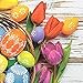 linoows Servietten 20 Stück, Ostern, Frühling, Bunte Eier im Korb und Tulpen 33x33 cm