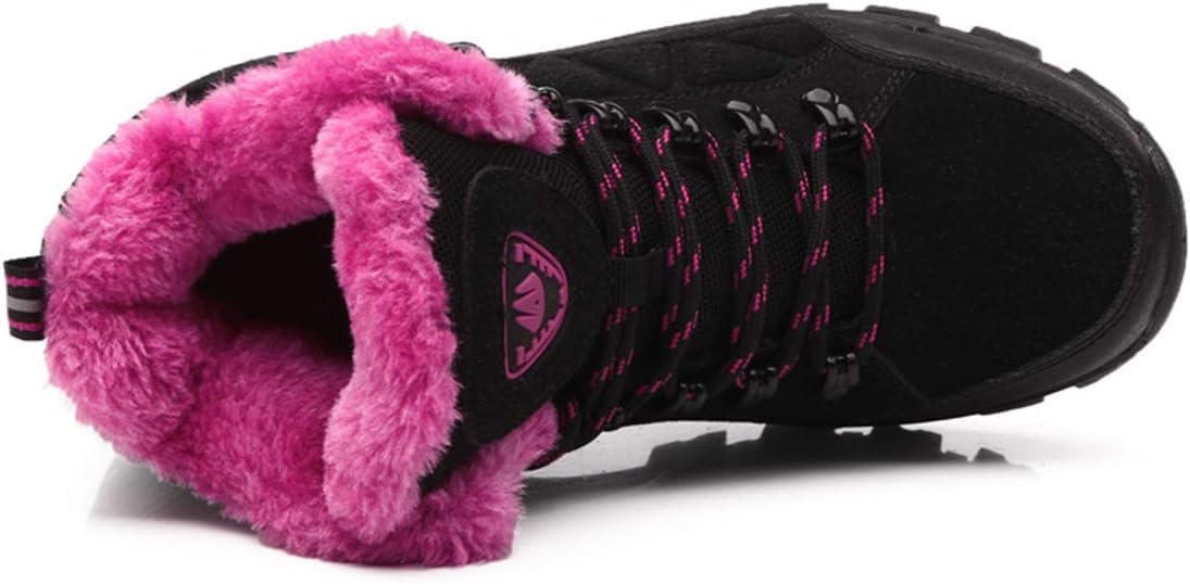 Botas De Montaña Unisex De Caña Alta para Exteriores Cálidas Botas De Montañismo Antideslizantes Zapatos De Senderismo Y Trekking para Hombre Y Mujer 8013, Black Pink, 6.5 UK