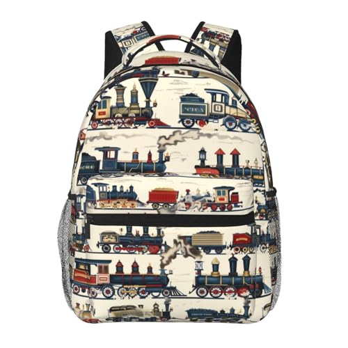 amepay Mochila de trem vintage, mochilas para viagens, mochila de presente para crianças, mochila casual para laptop, 29 x 14 x 40 cm, Trem, Mochilas Daypack