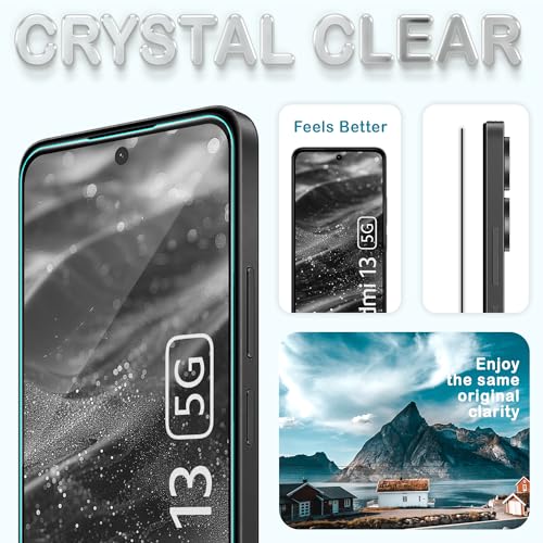 Image of ArmourPro Military Grade Gorilla Tempered Glass Compatible For Redmi 13, Redmi 12 and Poco M6 Pro (6.79 Inch) With Easy Installation Kit for Smartphone| Edge To Edge Coverage | Black, Pack of 2