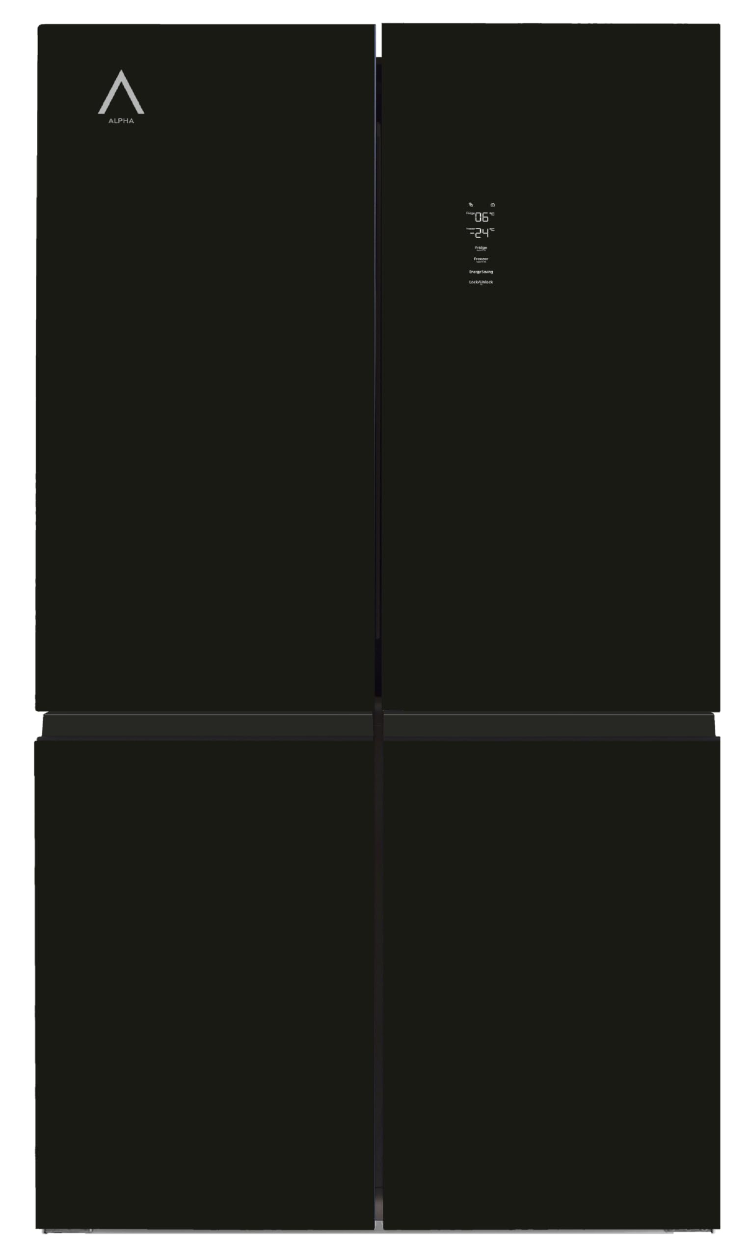 ALPHA Frigorifico Americano Pegasus Elite Pro-83, Cristal Negro, 4 Puertas