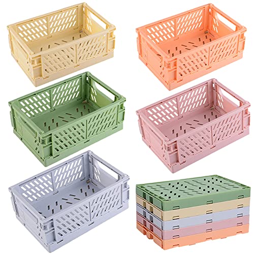 Klappkiste Plastik Klappkorb Faltbare 5 Stück Stabile Aufbewahrungskiste Mini Klappbox 15x10x5,8 cm Einfache Umzug für Regal Zuhause Küche Klassenzimmer Schlafzimmer Badezimmer Büro Cover