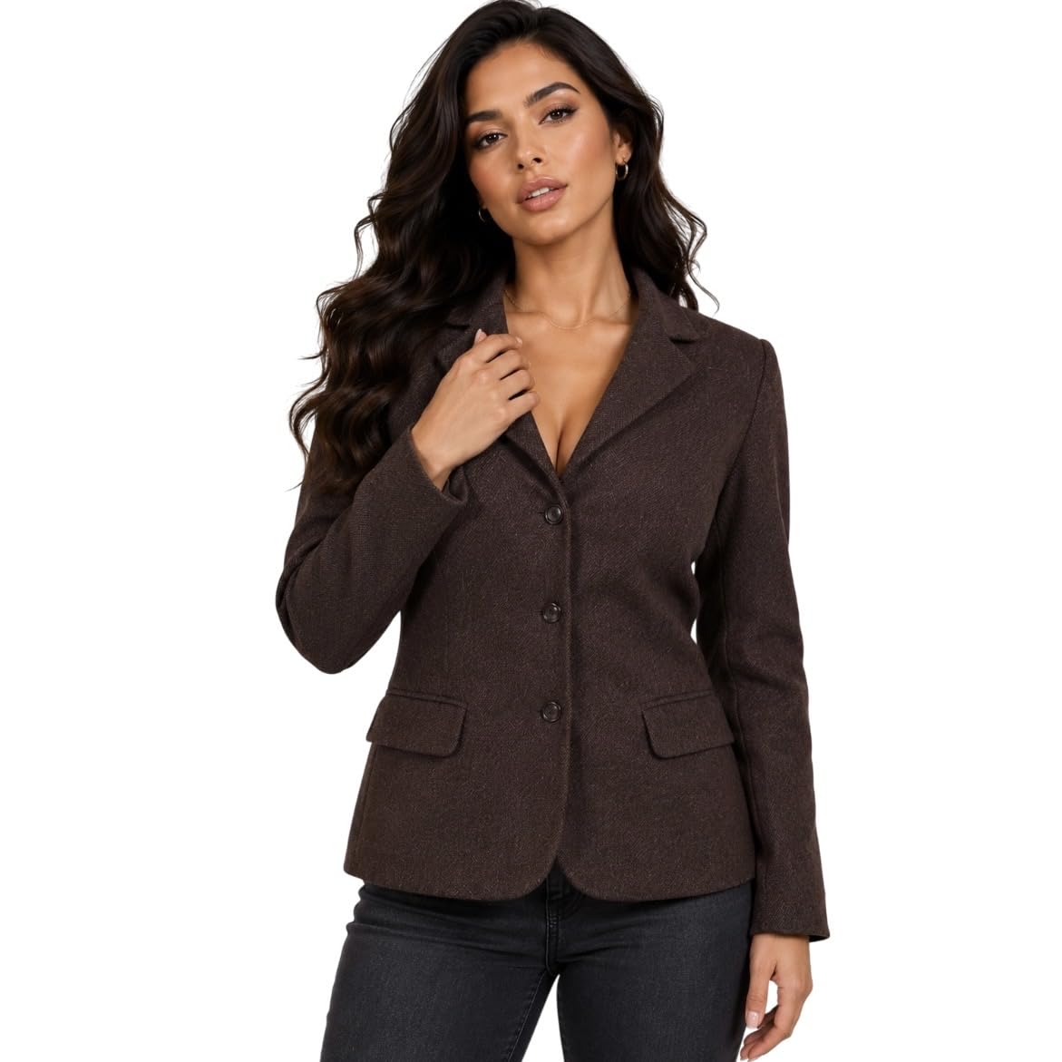 chandre Women's Wool Blend Winter Blazer Jacket Formal Office Coat-picture-20