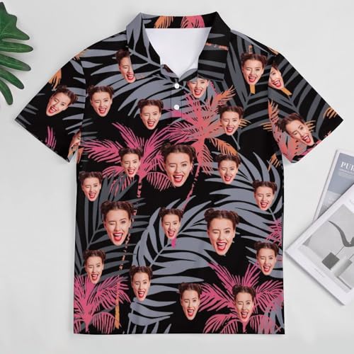 Custom Seamless Face Golf Shirts for Men Dry Fit Sleeve Golf Shirt Print Shirts Funny Golf Polo Shirts Collared Shirt3