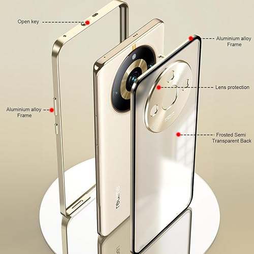 Miniatura 2 de QUIETIP Funda compatible con Realme 11 Pro  11 Pro+ Plus 5G, marco de metal + cubierta trasera de superficie esmerilada de policarbonato con