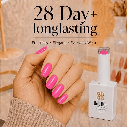 Image of Bolt Bee Pink Color Gel Nail Polish Soak Off UV Gel 15ML DIY at Home Manicure Salon Nail Art