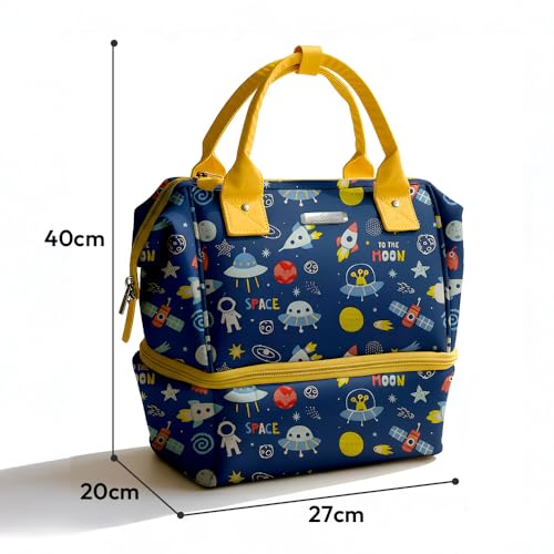Image of StarAndDaisy Travel Diaper Bag for Mothers - Stylish Handcrafted Bag with Insulated Compartment, Multiple Pockets & 12L Enhanced Capacity for Newborn Essentials - Space Print