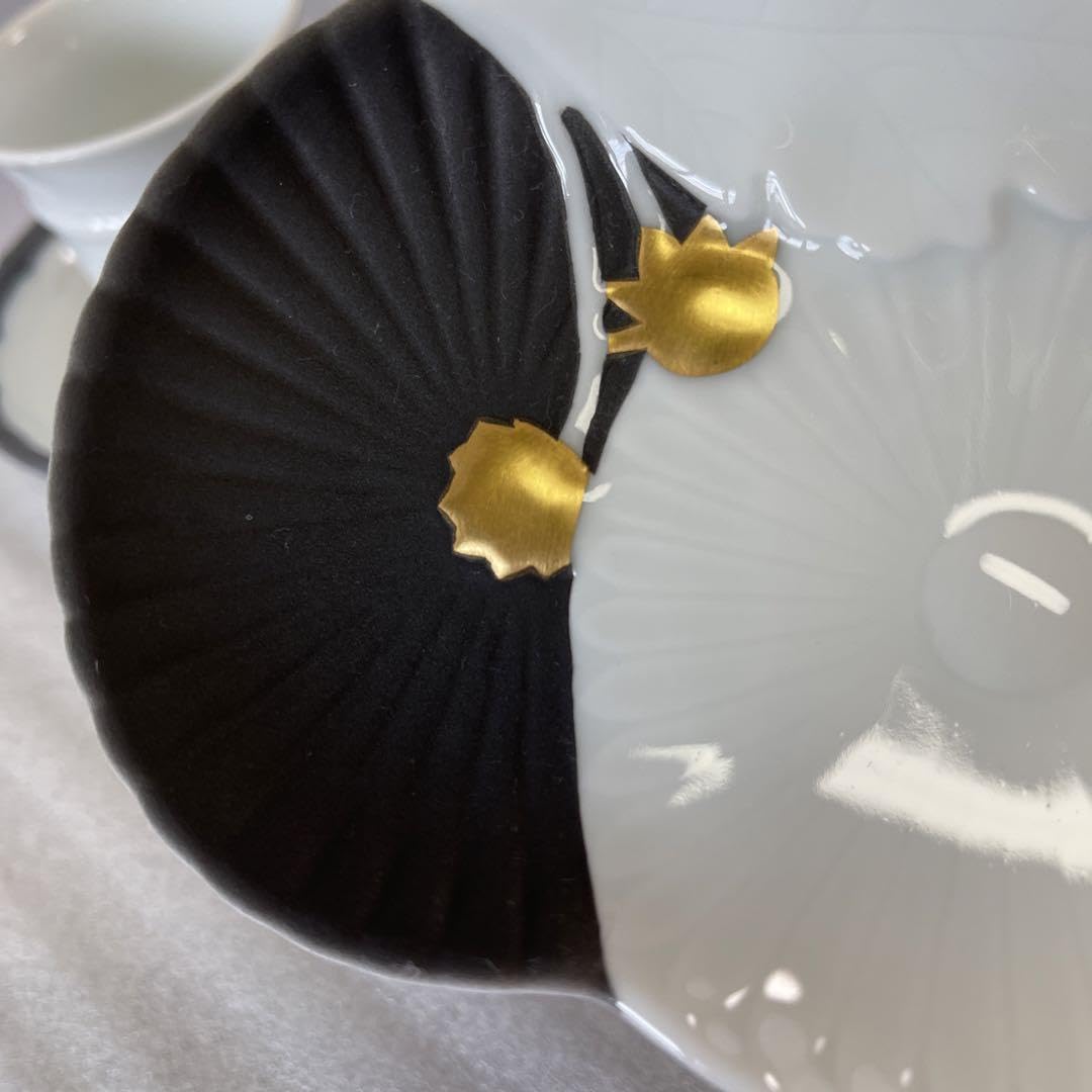 深川製磁 墨 菊彫刻 小皿 2枚 【公式通販】