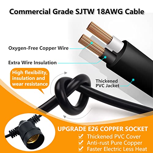 alitade 96FT LED Outdoor String Lights with Dimmer & Timer, Shatterproof IP65 Waterproof Patio Lights for Christmas, Party, Wedding Decoration - Image 6