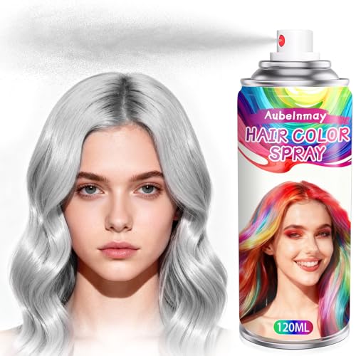 Silver Gray Hair Spray, For Kids Women Men, Temporary Hair Dye Washable Hair Color Wax Non-Sticky...