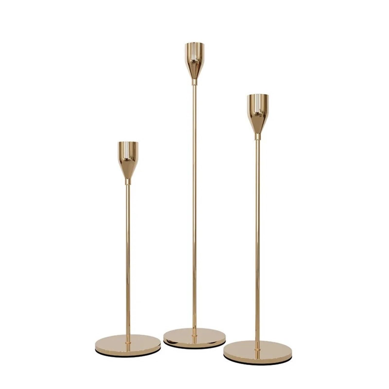 Kerzenständer Kerzenhalter aus Metall, 3-teiliges Set, einfache Hochzeitsdekoration, Bar, Party, Wohnzimmer, Dekoration, Heimtisch, Weihnachten(White 3PCS)