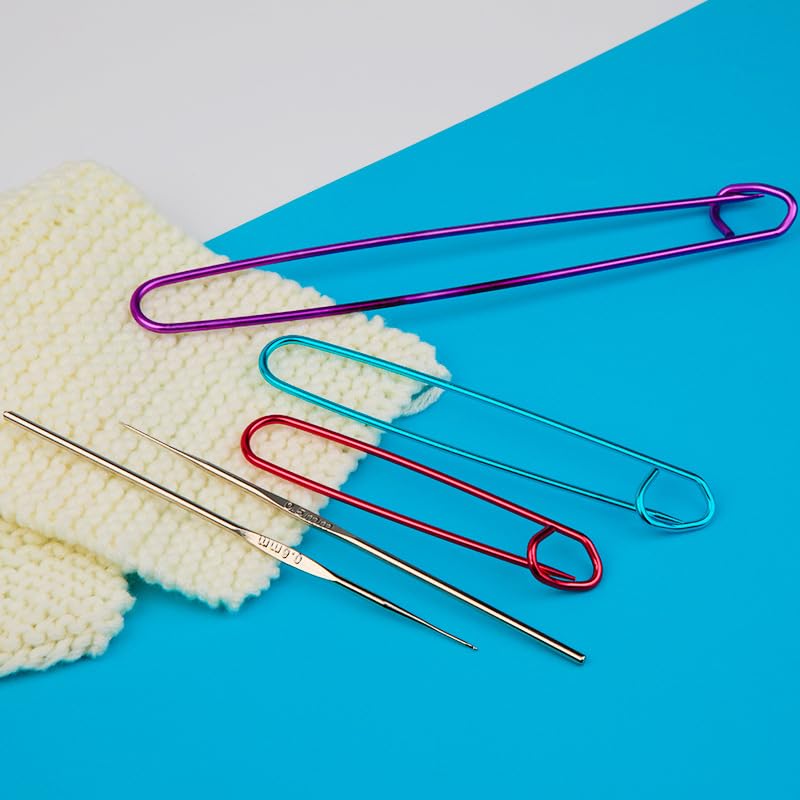 KIZAMI 1Set/62Pc 26 * 16CM Kit di Filato per Uncinetto in Blu/Rosa, Kit Completo per Iniziare all'Uncinetto per Bambini, Adulti con Design ergonomico, Ganci con Impugnatura Morbida