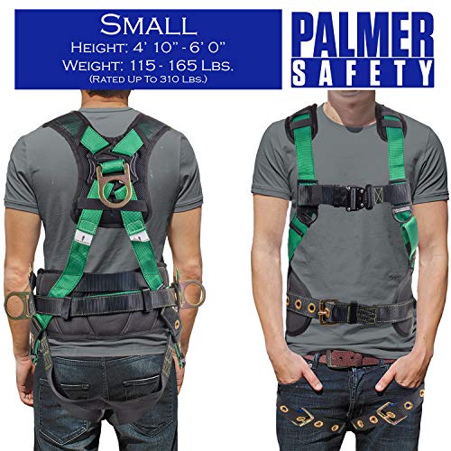 Image of Palmer Safety Fall Protection Safety Harness Hammerhead Series Safety Kit I Premium Harness + Lanyard + D-Ring Extender Kit