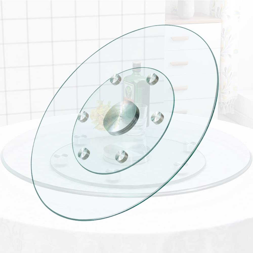 Plateau Rotatif Ronde 100cm, Plateau Tournant en Verre Trempé Transparent, Plateau De Service Table À Manger Cuisine, 360° Rotative, Anti-Inclinaison (Size : 100cm(40in))