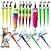 AcceLeah Cat Worm Toy Refills Cats Teaser Toys Cat Wand Refill Wand Replacement,16Pcs Cat Worms and Dragonfly Refill,Cat Wand Toy Assorted Teaser Refills with Bell (16Pcs)