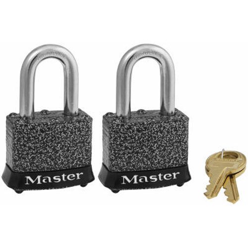 Master LockPadlock, Rust-Oleum® Certified Laminated Steel Lock, 1-9/16 in. Wide, 380T (Pack of 2-Keyed Alike)