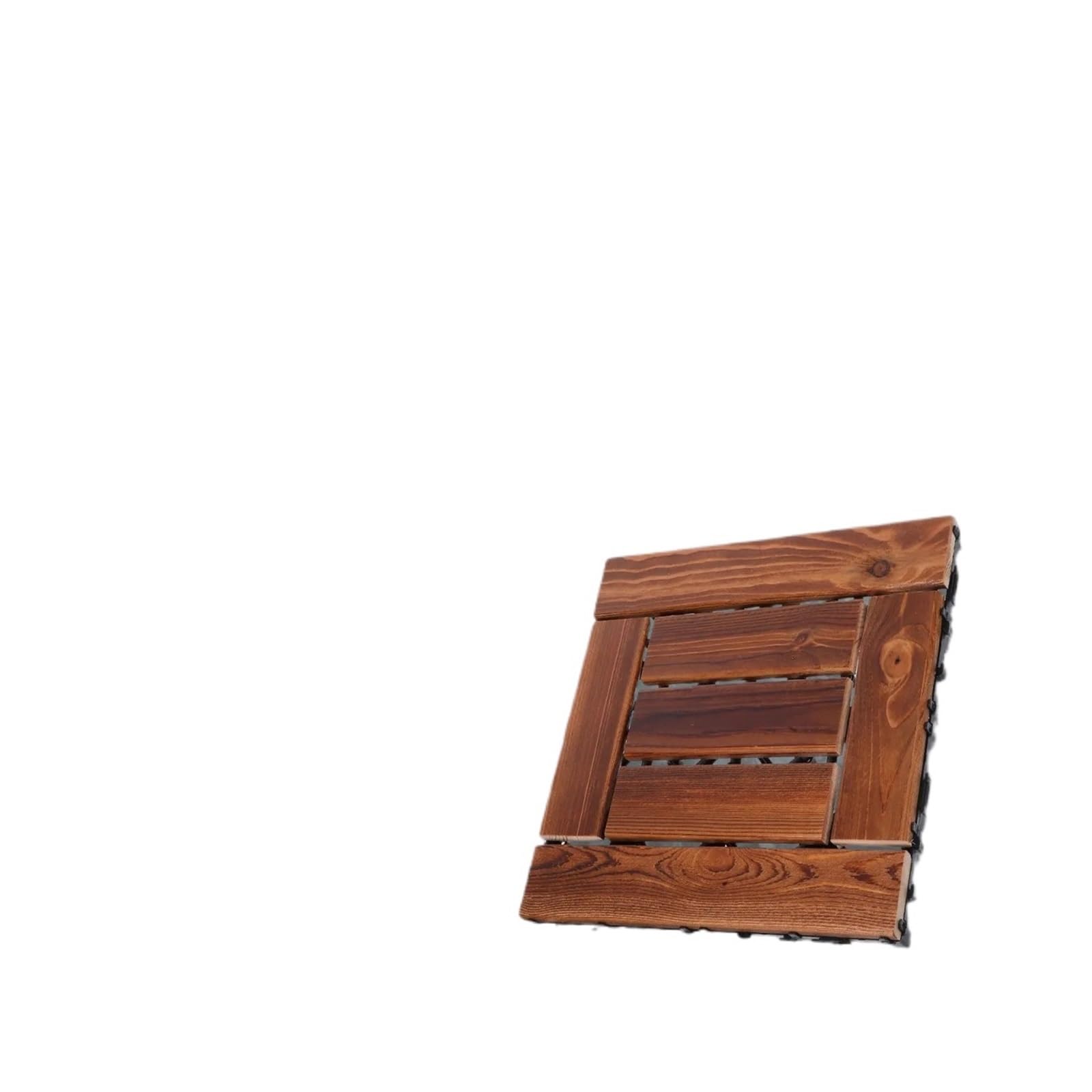 Verdickte, ineinandergreifende Terrassenfliesen, 30 x 30 x 1,5 cm, karbonisierter Holzboden for Garten, Terrasse, Balkon, Außen- und Innenbereiche, strapazierfähig