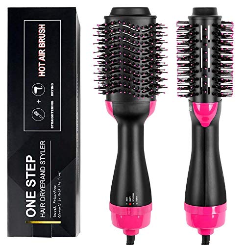 HAIRCURLER Hot Air Brush,2-in-1 Negative Ion Volumizer Hair Dryer,Multifunctional Straighten and Curling Hair Styling Tools Blow Dryer Hair, Reduce Frizz and Static Suitable for All Hair